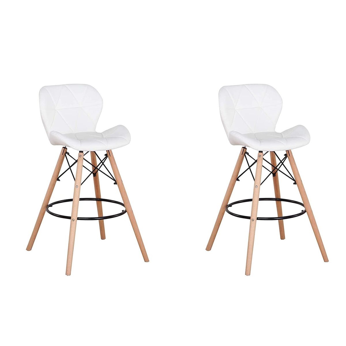 2 Pieces Of Multifunctional Butterfly Chair Eames Style Bar Stool Set - White