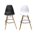 Set of 2 Kitchen Bar Chairs - Black & White