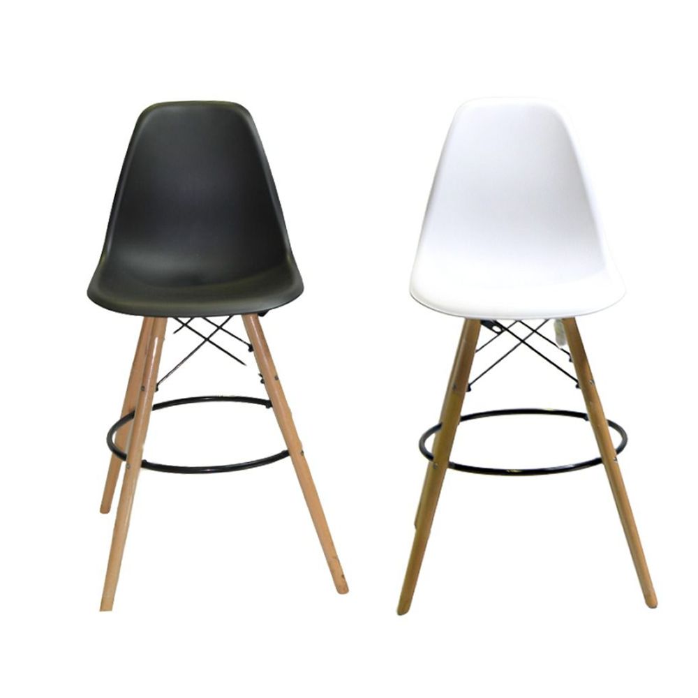Set of 2 Kitchen Bar Chairs - Black & White
