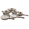 SMTE - 10-Piece Non-Stick Cookware Set, Aluminium Pots - Cream