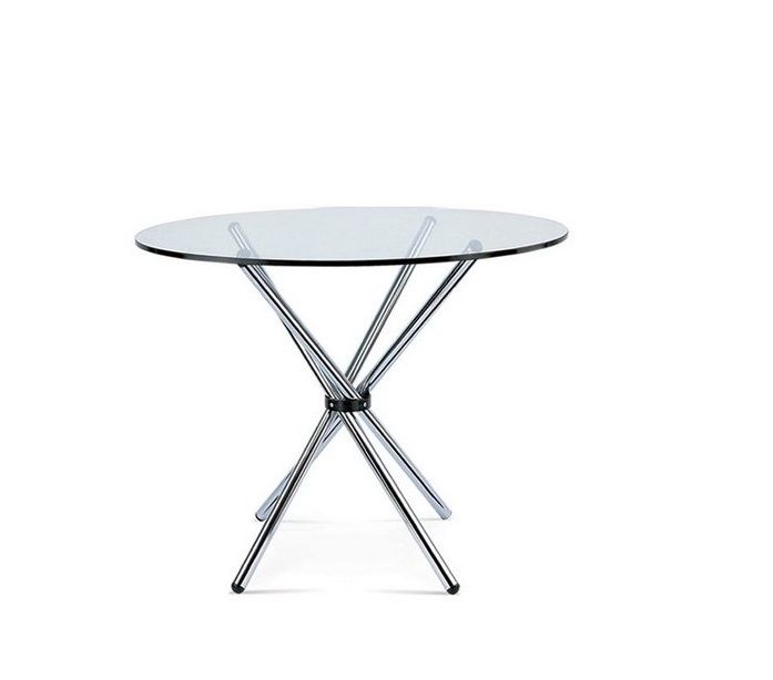 Round Glass Table 80cm - Silver Legs