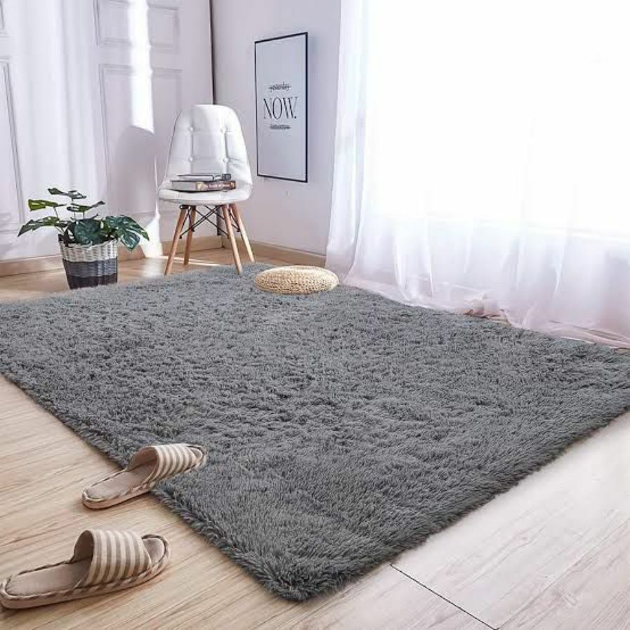 Fluffy Carpet - Shaggy & Foldable Rug Grey