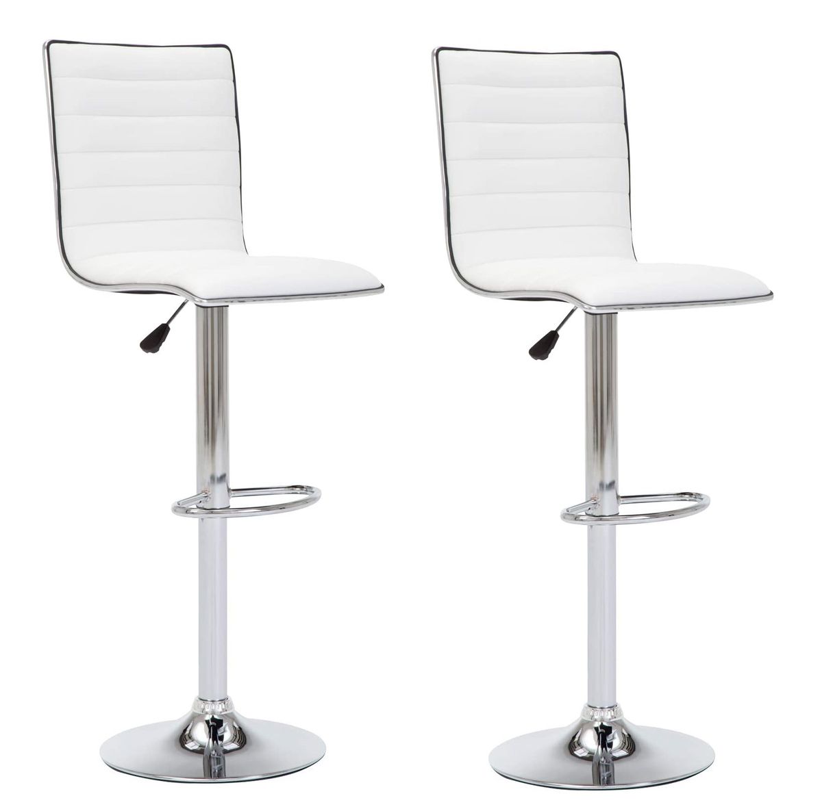 Bar / Kitchen Counter Stools with Chrome Base - Set of 2 - White Colour