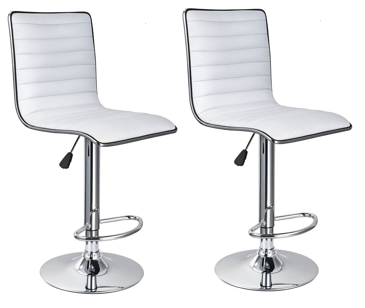 Chrome Base PU Leather Bar Stools - White