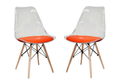 Transparent Padded Wooden Leg Chair - 2 Piece