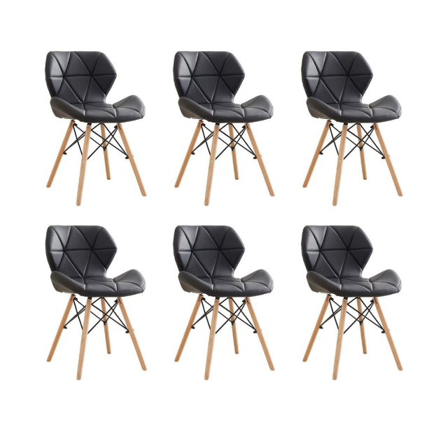 Butterfly Design Ergonomic Chair Set of (Six)- Black