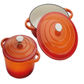 7 Piece Cast Iron Cookware/Pots - Orange