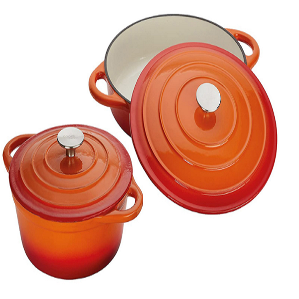 7 Piece Cast Iron Cookware/Pots - Orange