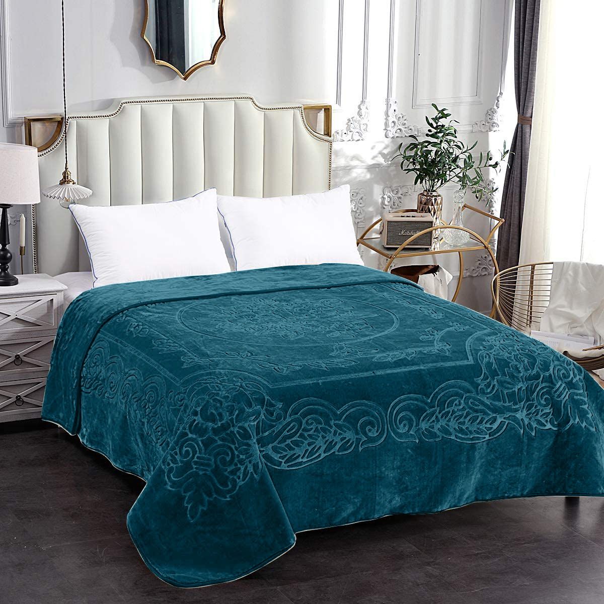 Camel - Luxury Mink Blanket 220x200cm - Warm Winter Fleece - Teal