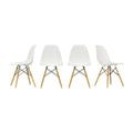 Set of 4 White Wood Chair