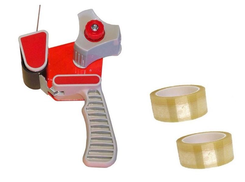 Tape Dispenser with 2 Large Rolls Clear Tape