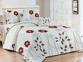 Bedspread Set Queen 5 Piece Microfiber Flower Upright