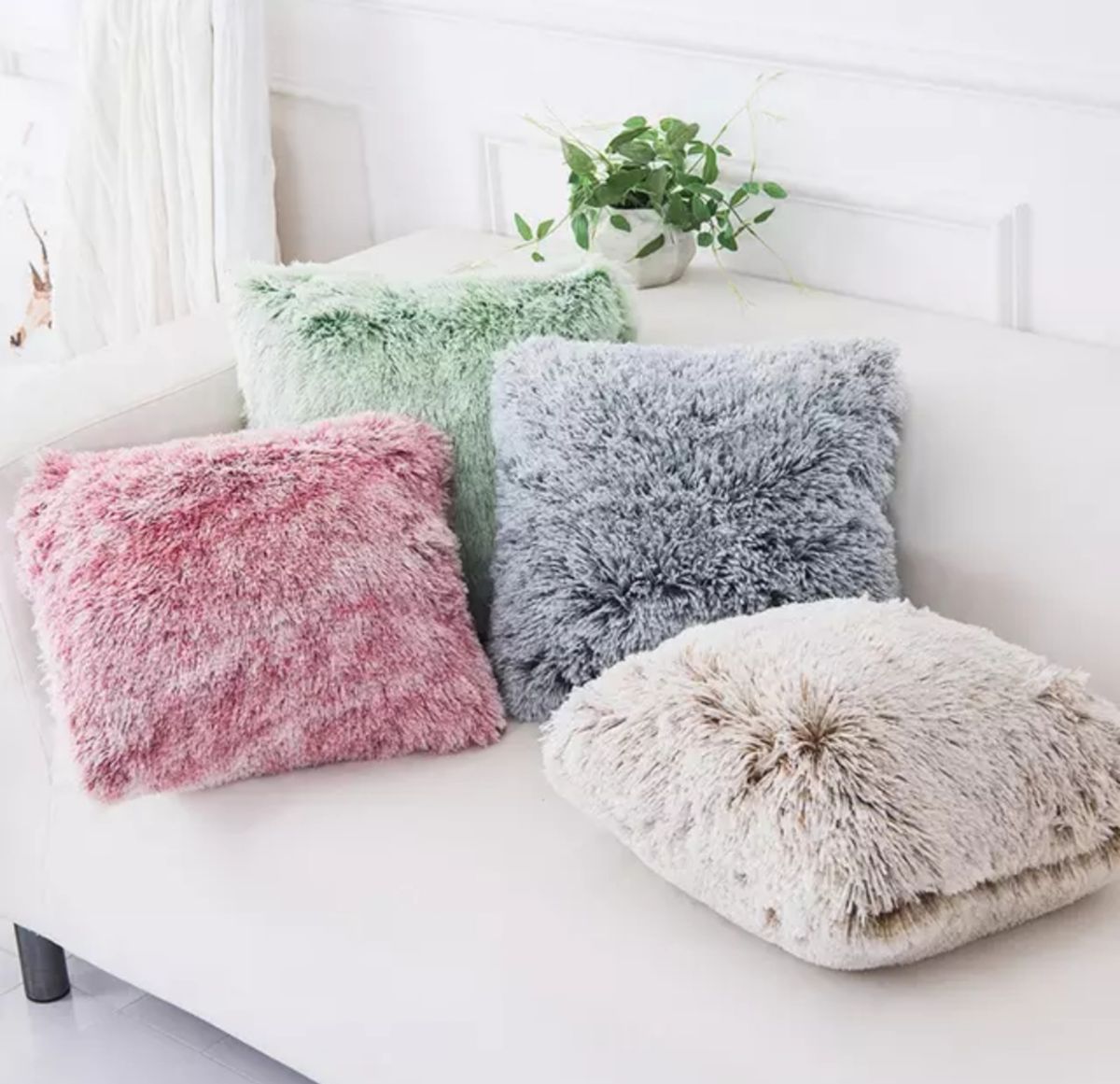 Fluffy Pillow Covers Set - Orange