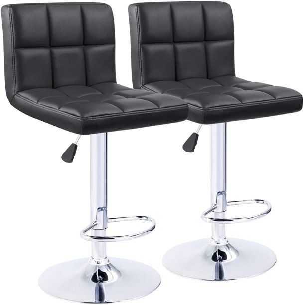 Bar Stools / Kitchen Breakfast Chairs - Set of 2 - Black