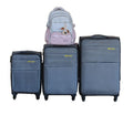 Galaxia 3-Piece Grey Spinner Luggage Set with Lavender Travel Backpack