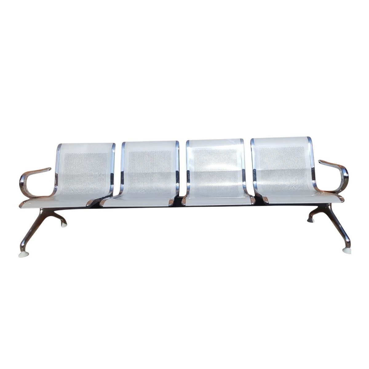 SMTE Heavy-Duty 4-Seater Metal Waiting Room Bench with Chrome Armrests S504