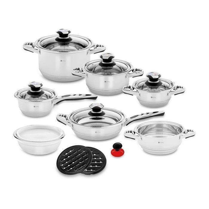 Tommy Leopard 16 Piece Cookware Set- Steel