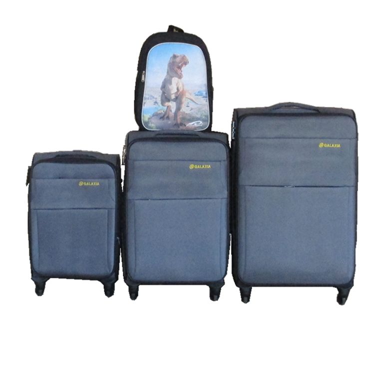 Galaxia 3-Piece Fabric Spinner Luggage Set with Dinosaur Backpack