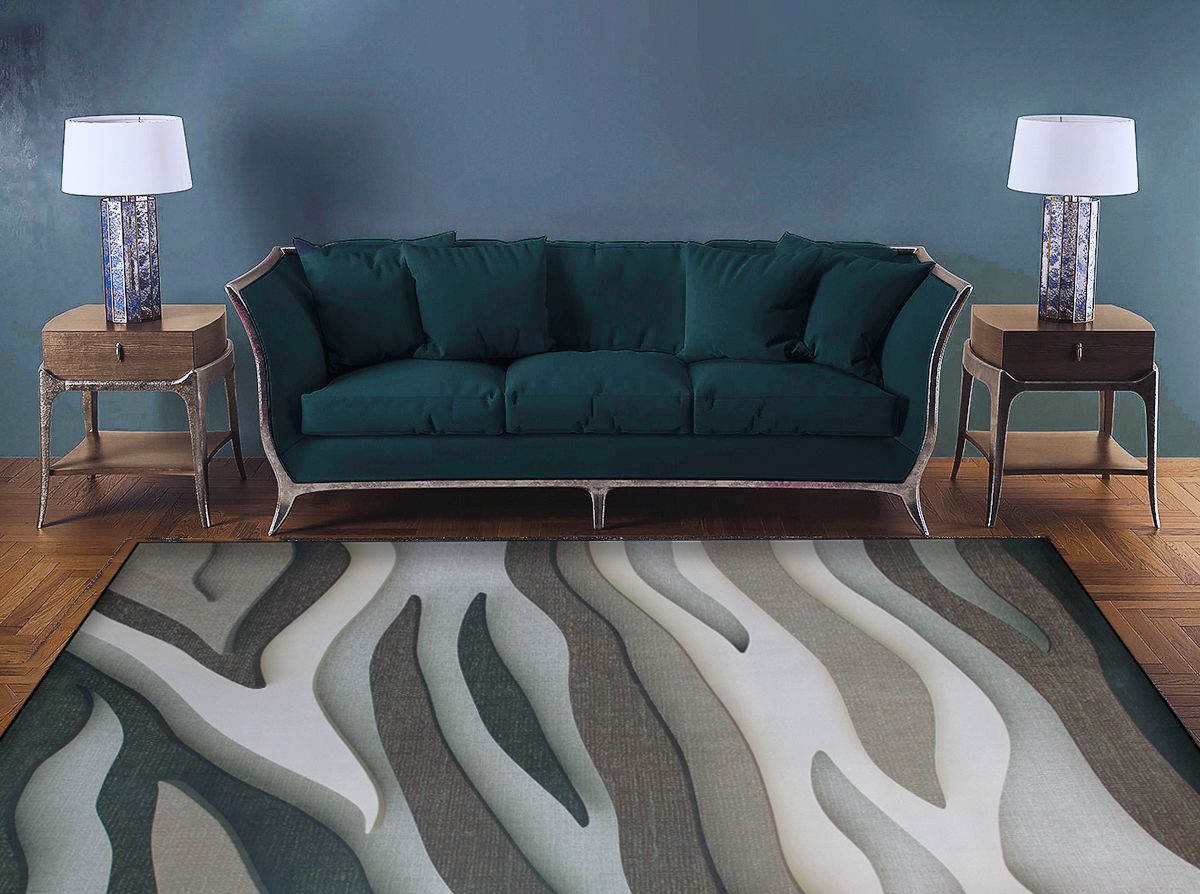 200cm x 150cm - Modern Printed 3D Design Area 17 Rug - Green