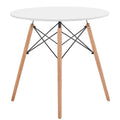 Modern Mid Century Round Kitchen Dining Side Table- WHITE