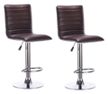 Chrome Base PU Leather Bar Stools - Brown