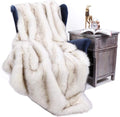 Plush Faux Fur Throw - White, Grey
