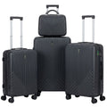 SMTE - 4 piece Polypropylene Unbreakable Suitcase Set 8 Wheel - Black