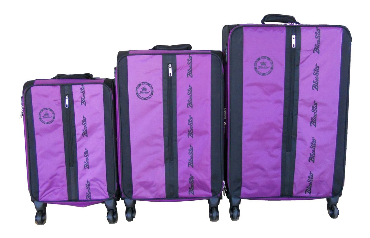 Trolley 3 Piece Travel Luggage Spinner - Rainproof Silk - Purple