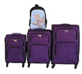 Purple 3-Piece Fabric Spinner Luggage Set with Leopard Print Backpack
