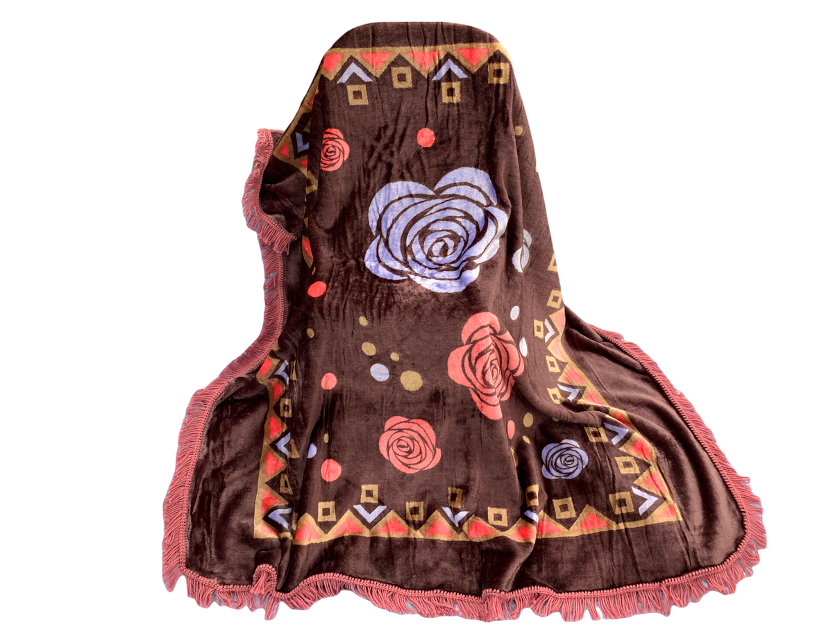 Azaz - Charlie 140X140cm Colorful Blanket Dark Brown Flower