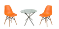 3 Piece 80cm Glass Table and Wooden Leg Chairs
