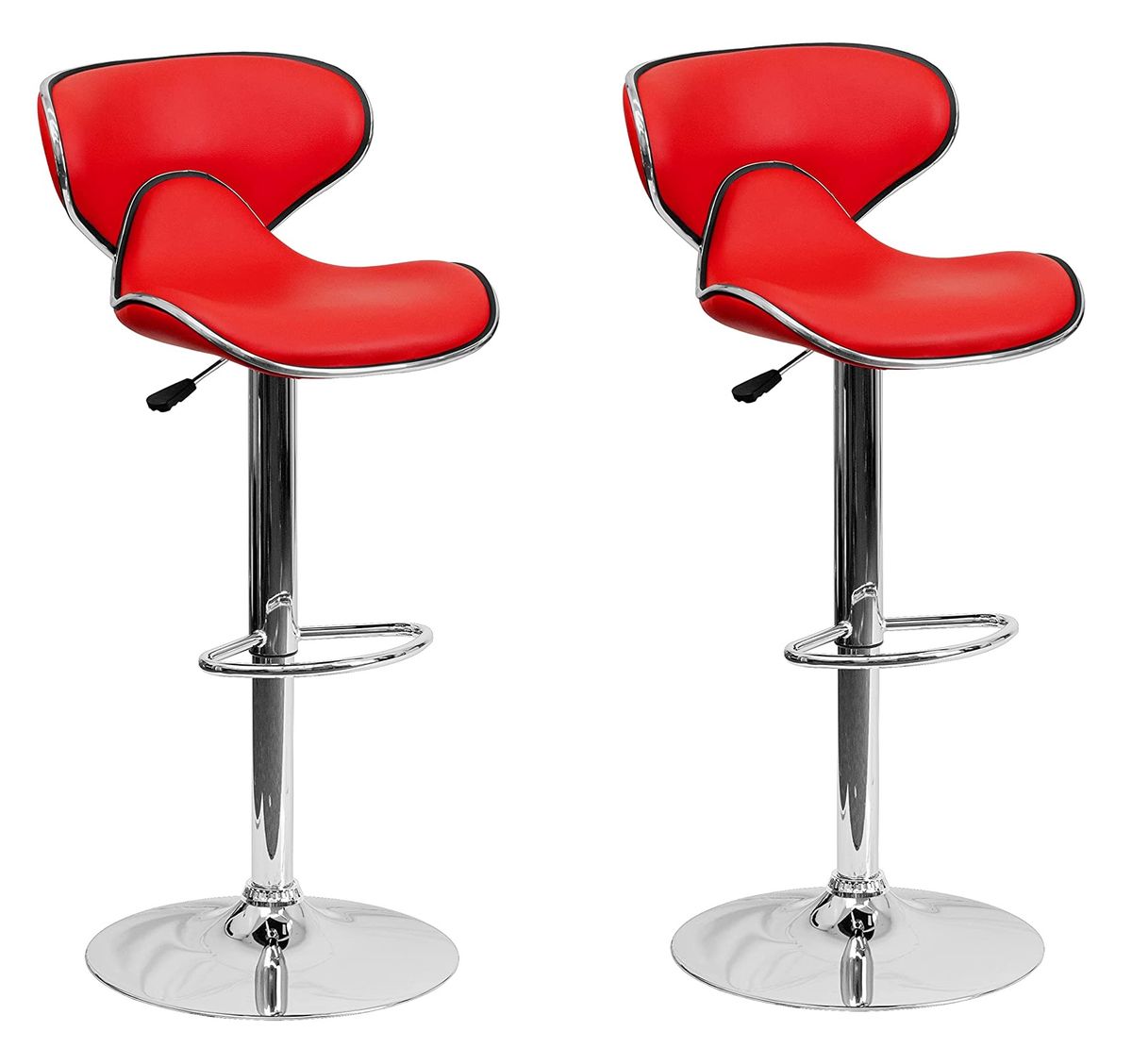 Bar Stools / Kitchen Counter Chairs - Set of 2 – Red Colour