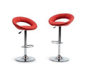 Faux Leather Swivel Cut-out Bar Stool - Set of 2 - Red