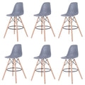 6 Pieces Of 25.5" Modern Style Eiffel Chair Counter Bar Stools Set - Grey