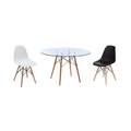 3 Piece Glass Table and Wooden Leg Chairs