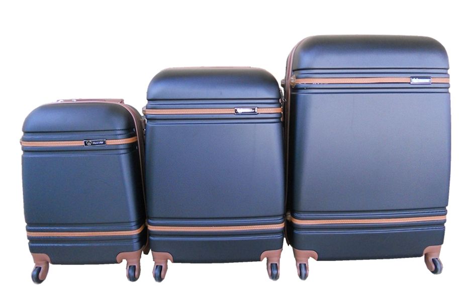 3 Piece Nexco Travel Luggage Bag Set - Black