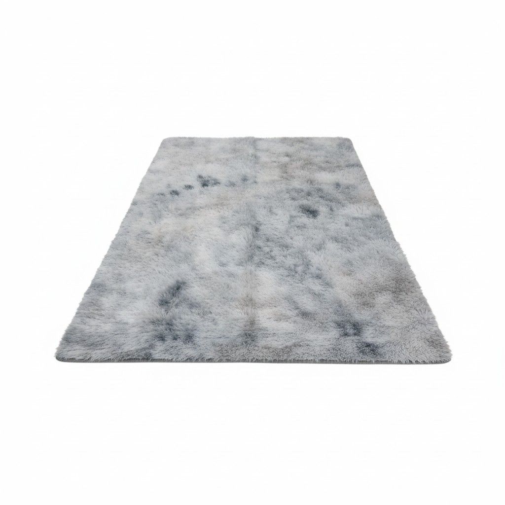 SMTE Fluffy Shaggy Carpet - Soft Large Foldable Area Rug - Silver Mix