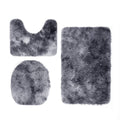 3 Piece Toilet Seat & Bathroom Mats Set - Grey, Black