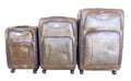 Luggage Set of 3 PU Leather Travel Suitcases 28'24'22' inch - Dark Brown