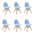 6 x Wooden Leg Chairs - Blue