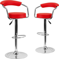 Bar Stools / Kitchen Counter Swivel Chairs with Arms – 2 Pack – Red Colour