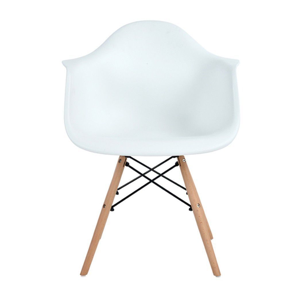 Replica Del Eames Eiffel - Arm Chair/Wood Leg - White