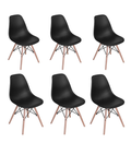 6 x Wooden Leg Chairs - Black