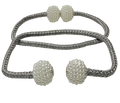 2PC Fine Magnetic Pearl Curtain Tieback - Silver