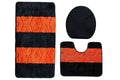 60x100cm Two Tone 3 Pcs Nonslip Turkish Toilet Cover & Mat Set Black/Orange