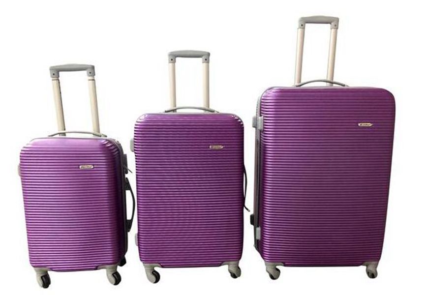 3 Piece Hard Outer Shell Luggage Set - Purple