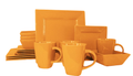 16 Piece Square Dinner Set - Mustard