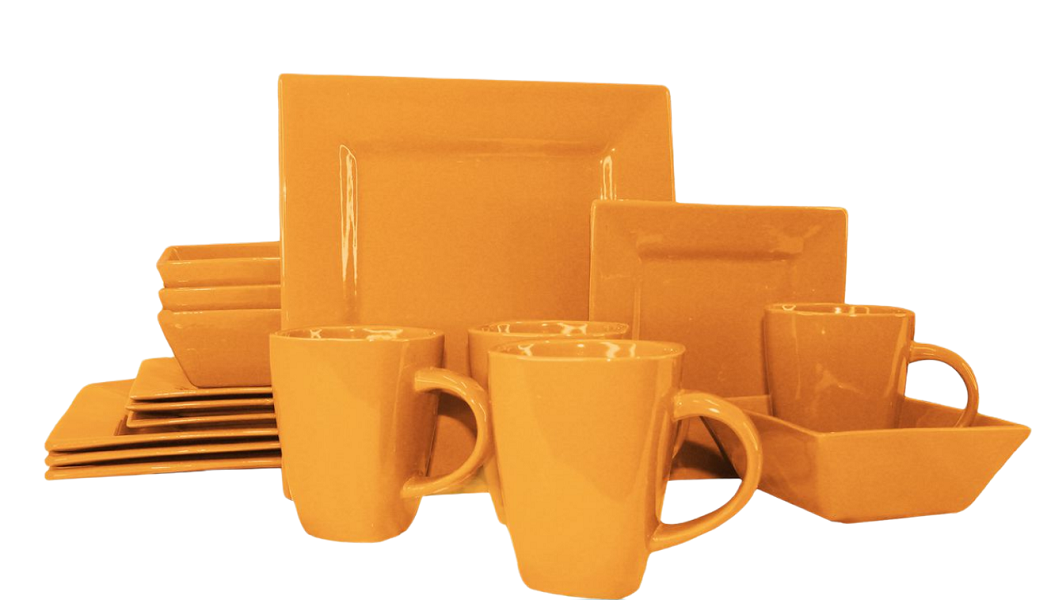 16 Piece Square Dinner Set - Mustard