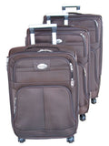 Trolley 3 Piece Travel Luggage Spinner - Brown Fabric