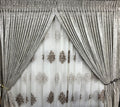 Silver with block Theme Curtain & Leaf Lace 2.5x2.4m